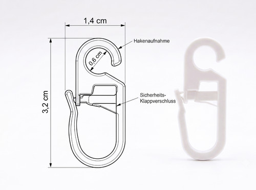 Gardinenhaken weiß 6mm - 25,